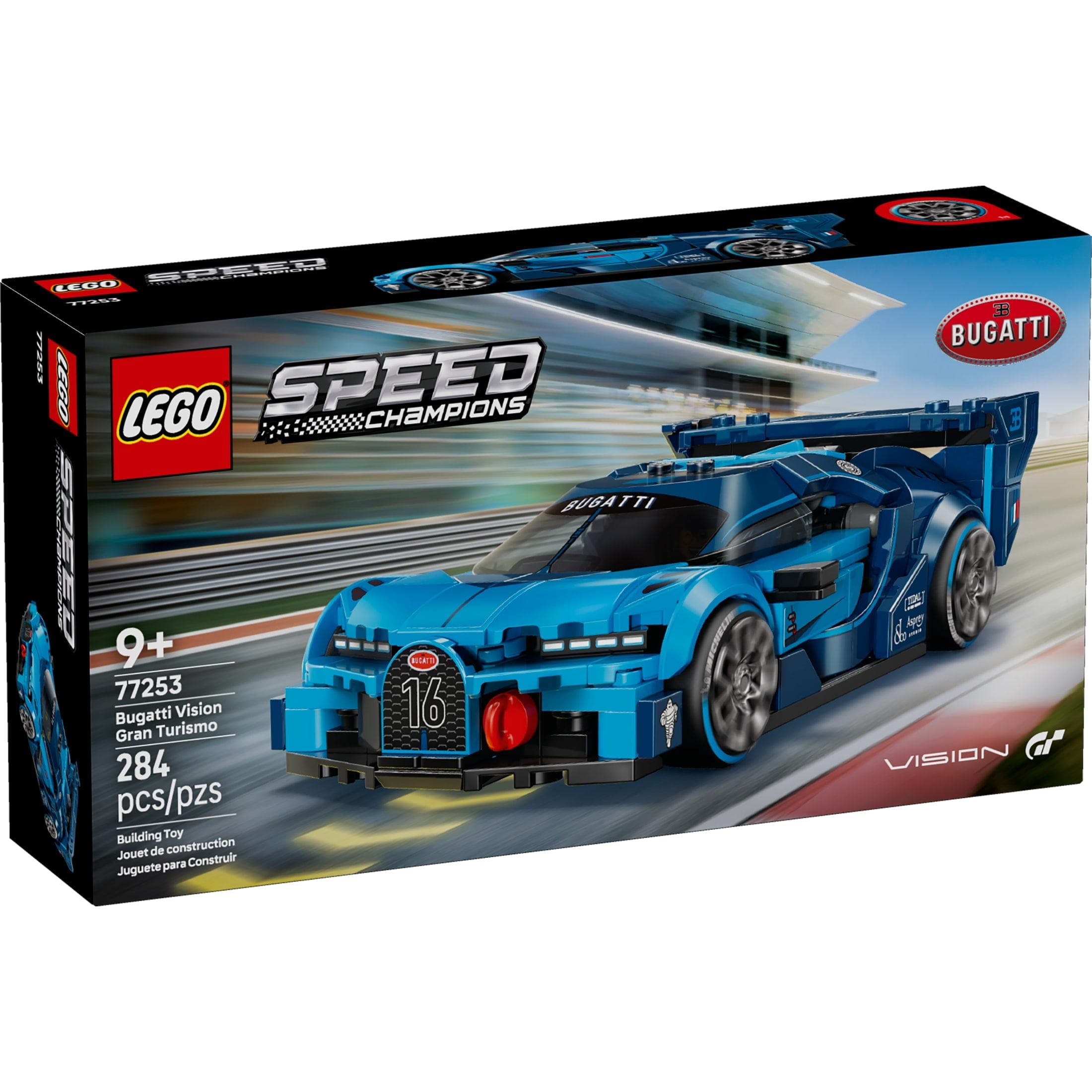 LEGO Speed Champions Bugatti Vision Gran Turismo Hyper Sports Car Building Toy for Kids & Gamers - Building Set W/Bugatti Driver Minifigure for Boys & Girls, Ages 9+ - Gift Idea for Birthdays - 77253