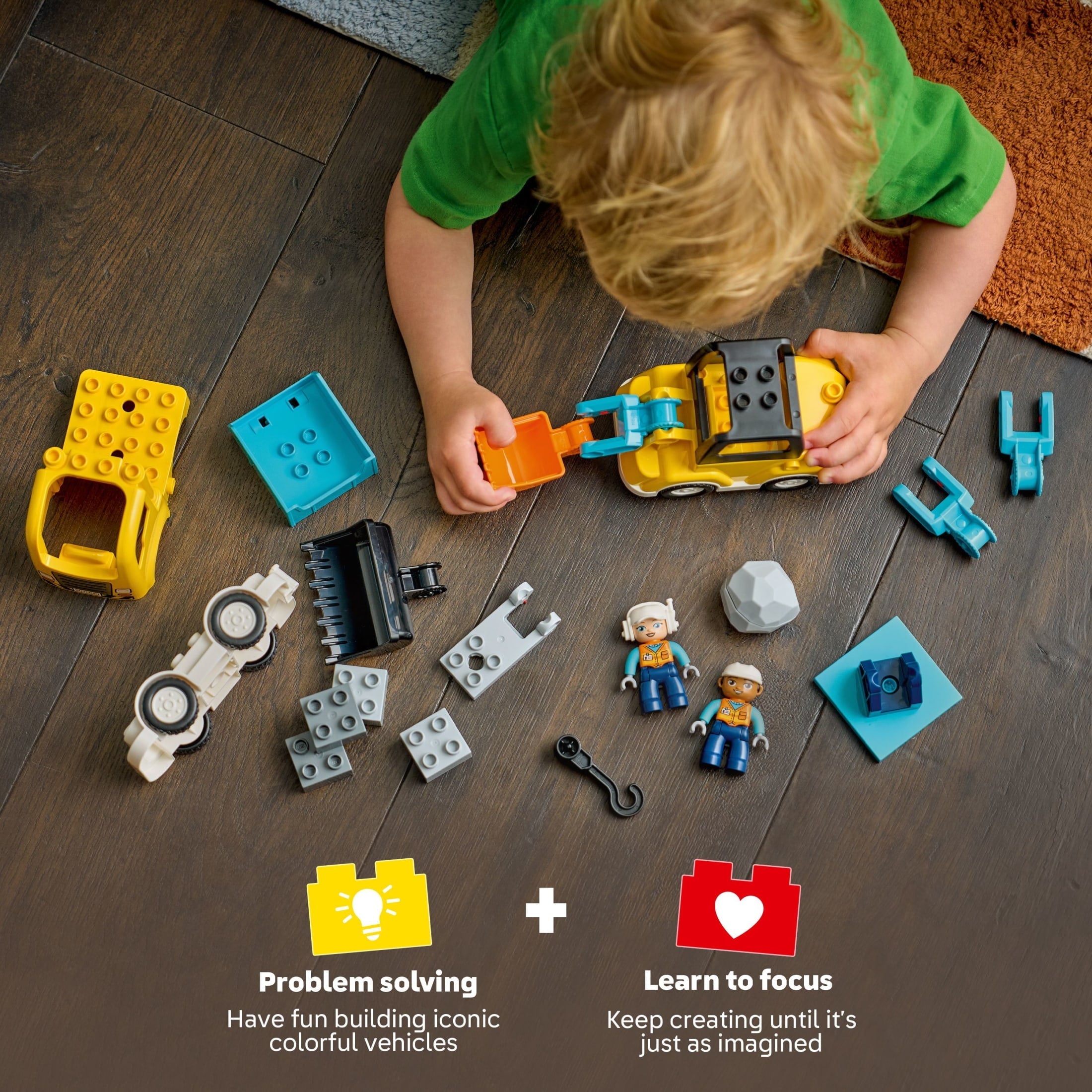 LEGO DUPLO Town 3 in 1 Construction Vehicles Toys for Toddlers - Learning & Pretend Play Set for Boys & Girls, Ages 2+ - Building Blocks for Fine Motor Skills Practice - Gift for Birthdays - 10475