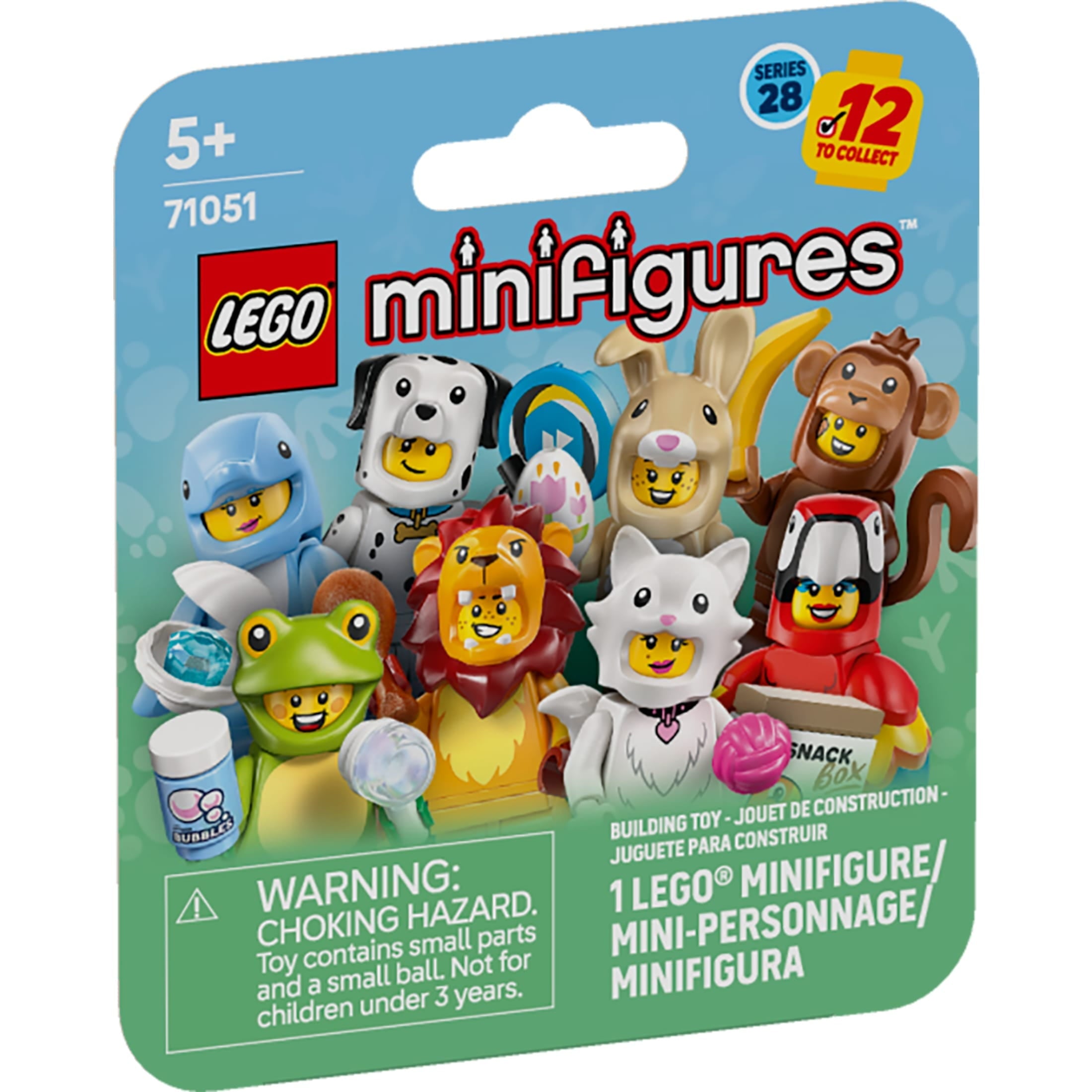 LEGO Minifigures Animal Series 28 Mystery Box Toy for Kids - Find 1 of 12 Surprise Figures in Each Pack - Gift Idea for Birthday - Party Favors for Boys & Girls, Ages 5+ - 71051