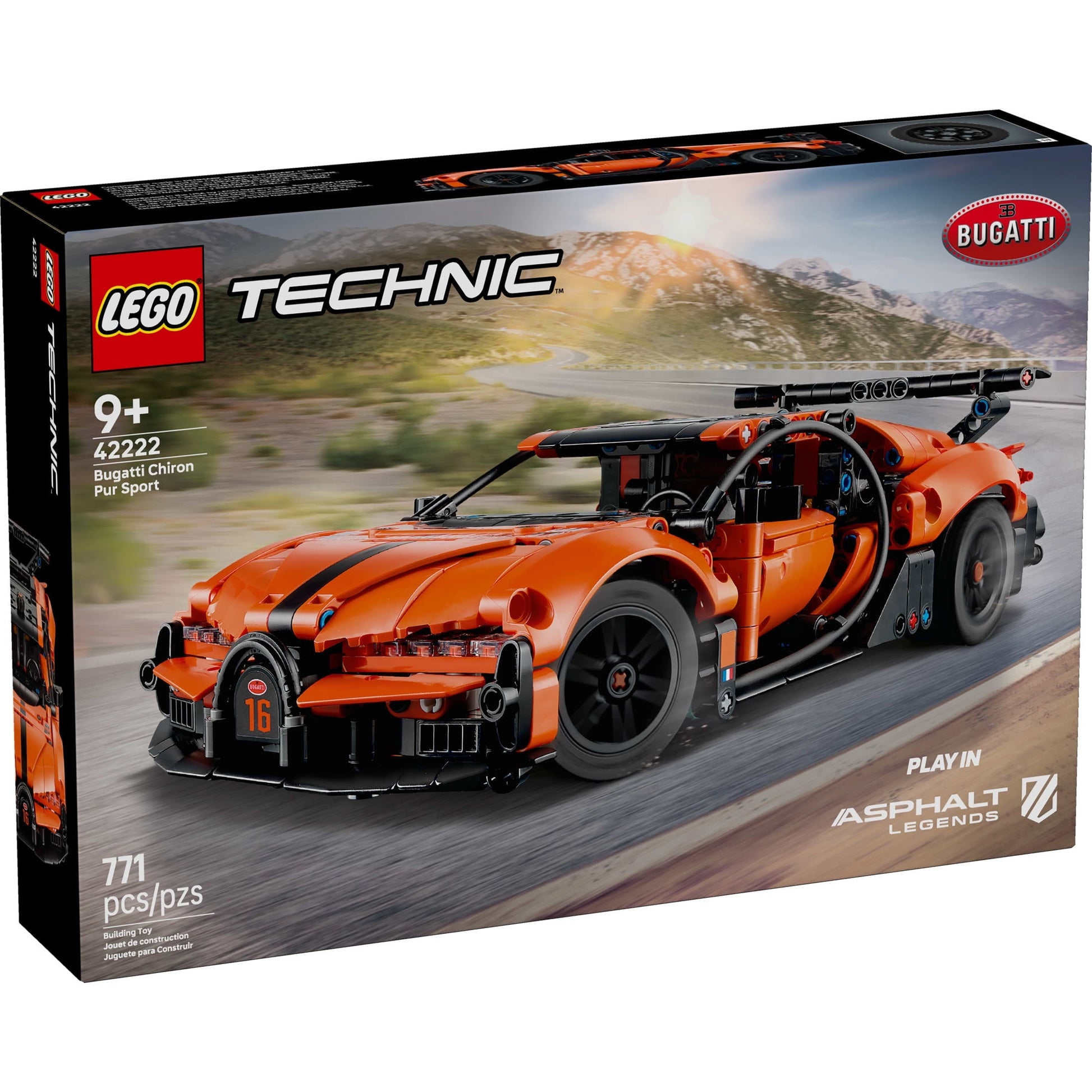 LEGO Technic Bugatti Chiron Pur Sport Hypercar Building Toy for Boys & Girls - Sports Car Toy W/Realistic Steering & Engine for Kids & Racing Fans, Ages 9+ - Gift Idea for Birthdays - 42222