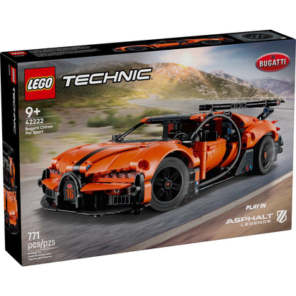 LEGO Technic Bugatti Chiron Pur Sport Hypercar Building Toy for Boys & Girls - Sports Car Toy W/Realistic Steering & Engine for Kids & Racing Fans, Ages 9+ - Gift Idea for Birthdays - 42222