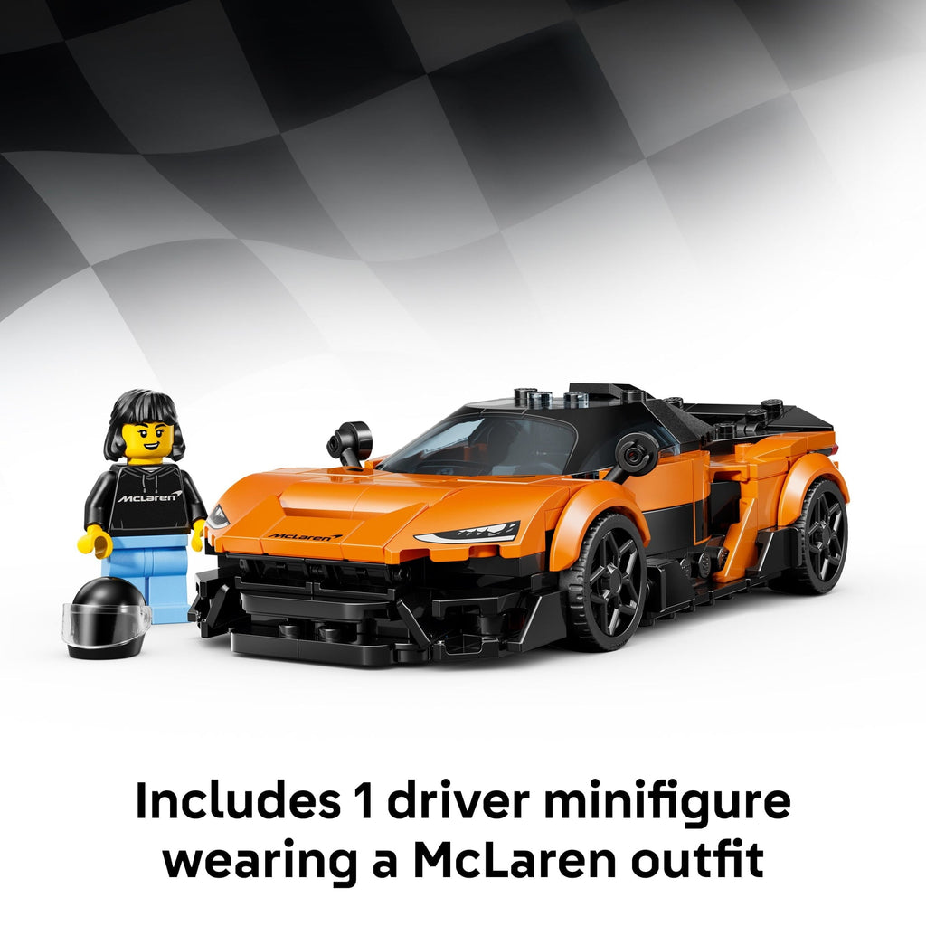 LEGO Speed Champions McLaren W1 Race Car Toy for Boys & Girls, Ages 9+ - Building Set for Pretend Play & Display w/1 Driver Minifigure - Gift Idea for Kids & Supercar Fans - 77257