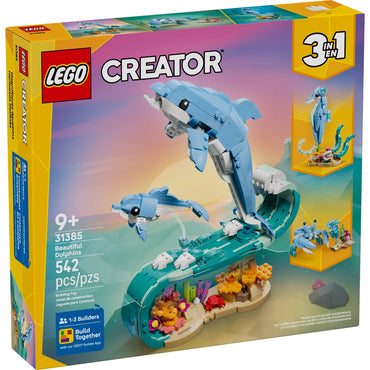 LEGO Creator 3 in 1 Sea Animals: Beautiful Dolphins Building Toy for Girls, Boys, & Kids, Ages 8+ - Build a Dolphin, Seahorse, or Crab Animal Figure - Gift Idea for Birthdays - 31385