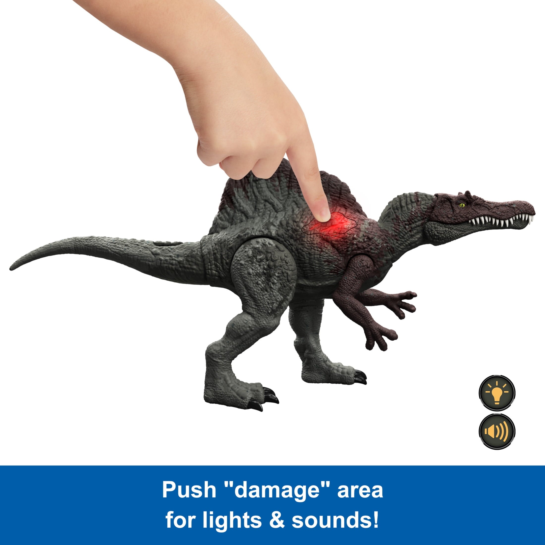 Jurassic World Epic Attack Slash Attackin’ Spinosaurus Dinosaur Action Figure Toy, Multiple Features