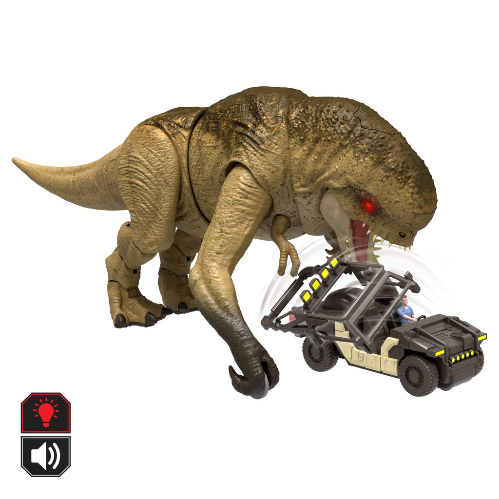 Jurassic World Rebirth Track N Chomp Distortus Rex & Vehicle, Remote Control, Lights & Growl & Chomp