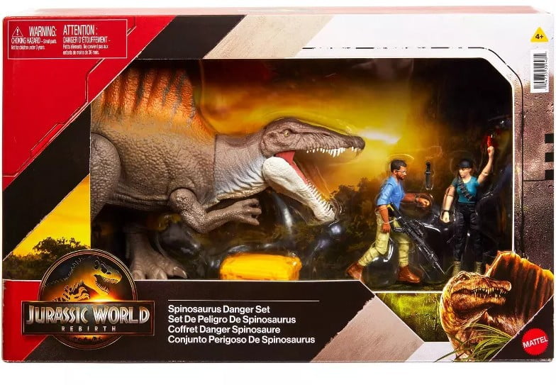 Jurassic World Rebirth Spinosaurus Danger Set Playset (with Zora Bennett & Dr. Henry Loomis Action Figures)