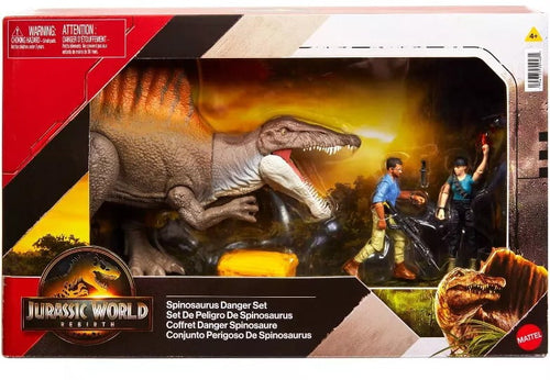Jurassic World Rebirth Spinosaurus Danger Set Playset (with Zora Bennett & Dr. Henry Loomis Action Figures)