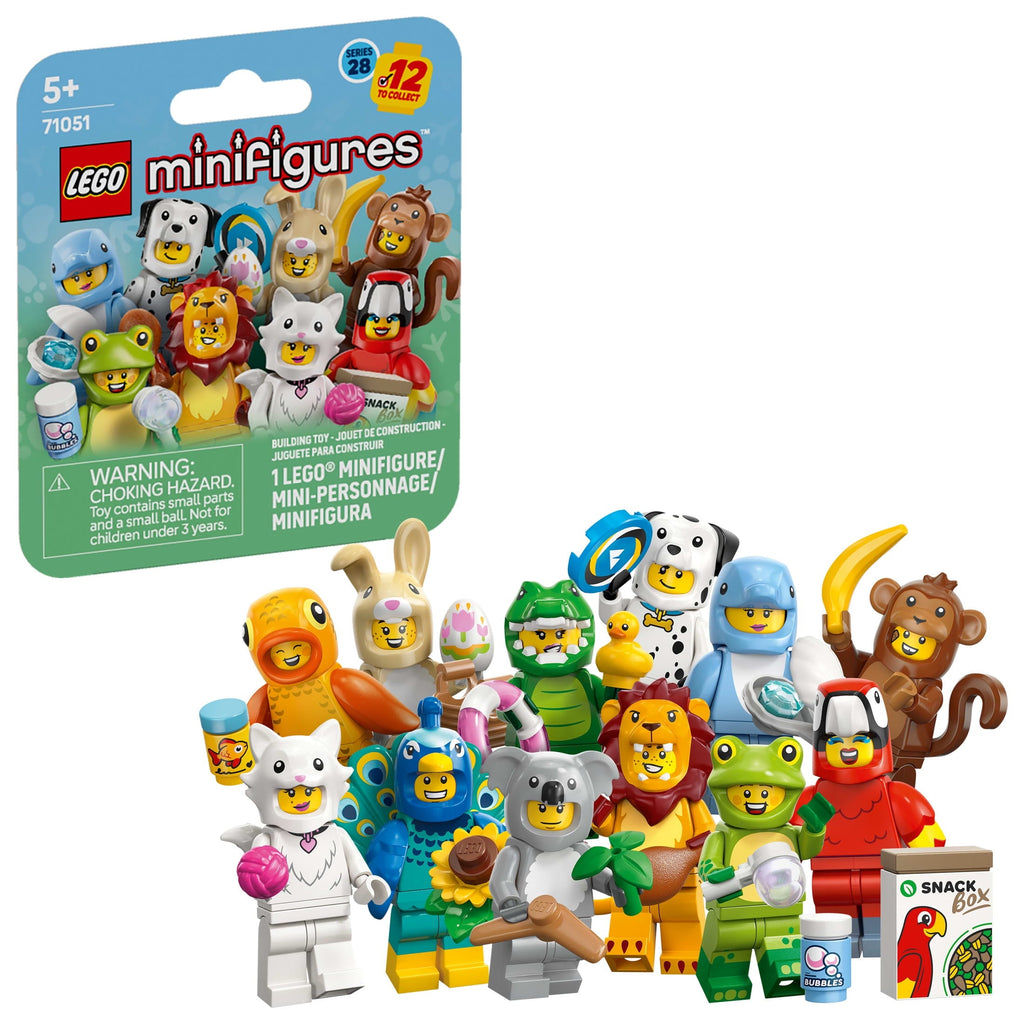 LEGO Minifigures Animal Series 28 Mystery Box Toy for Kids - Find 1 of 12 Surprise Figures in Each Pack - Gift Idea for Birthday - Party Favors for Boys & Girls, Ages 5+ - 71051