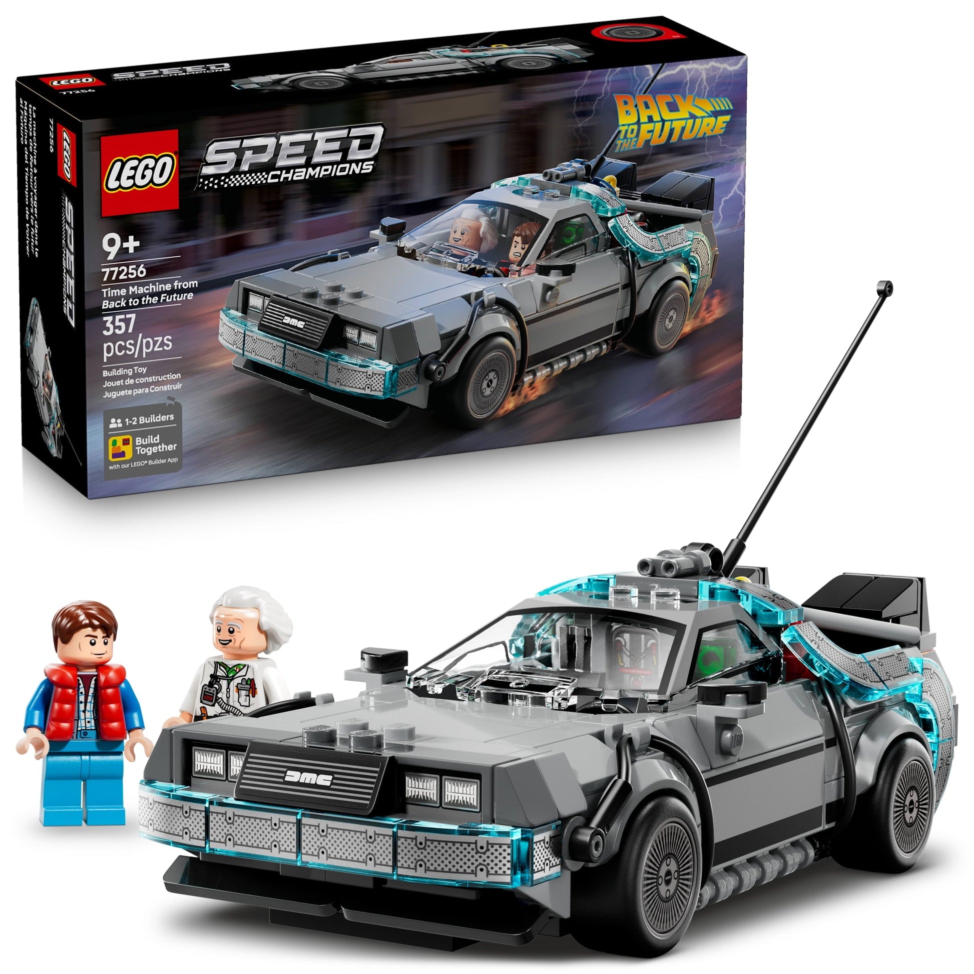 LEGO Speed Champions Time Machine from Back to the Future Building Toy for Kids - Pretend Play & Display Car Toy W/2 Build Modes for Boys & Girls, Ages 9+ - Gift Ideas for Birthdays & Fans - 77256