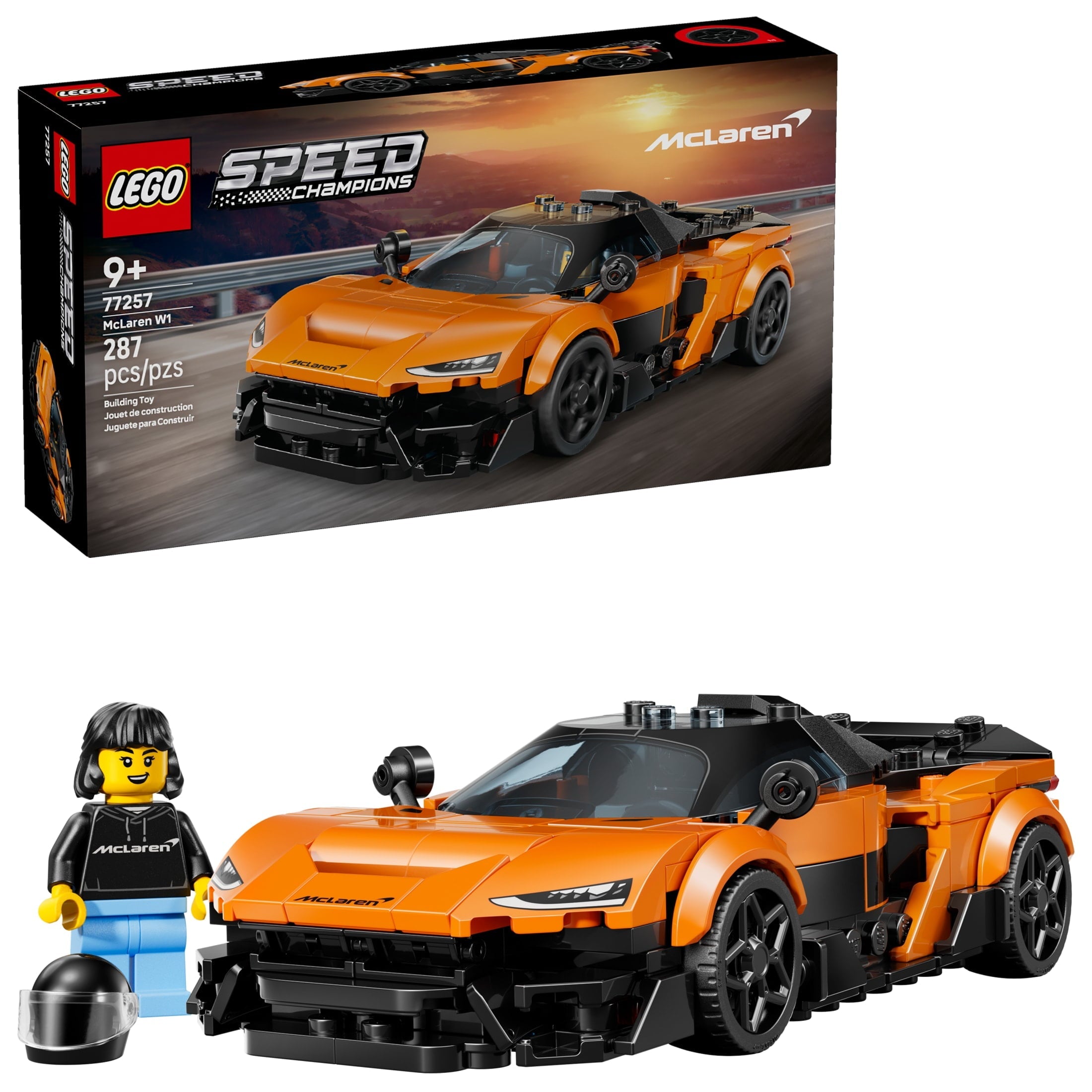 LEGO Speed Champions McLaren W1 Race Car Toy for Boys & Girls, Ages 9+ - Building Set for Pretend Play & Display w/1 Driver Minifigure - Gift Idea for Kids & Supercar Fans - 77257
