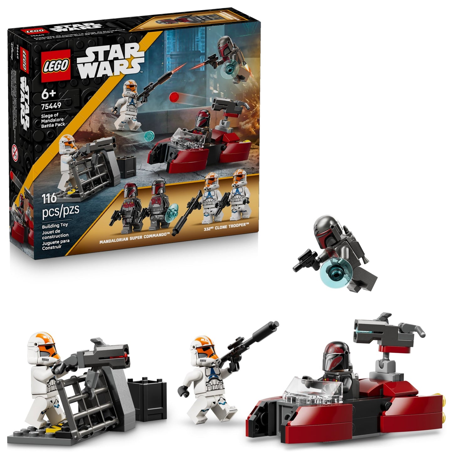 LEGO Star Wars Siege of Mandalore Battle Pack Building Toy for Boys & Girls - The Mandalorian Pretend Play Set W/4 Character Minifigures for Kids & Fans, Ages 6+ - Gift Idea for Birthdays - 75449