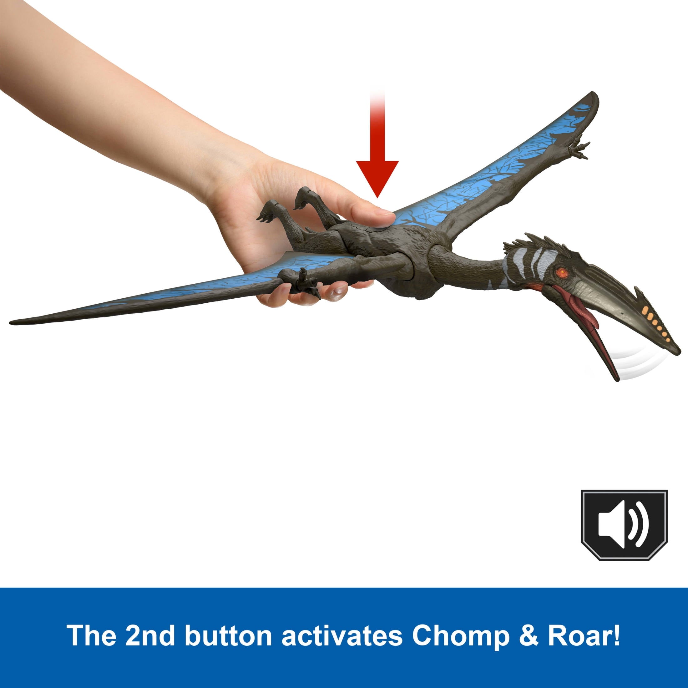 Jurassic World Rebirth Quetzalcoatlus Action Figure, Winged Dinosaur Toy with Sound, Aerial Ambush