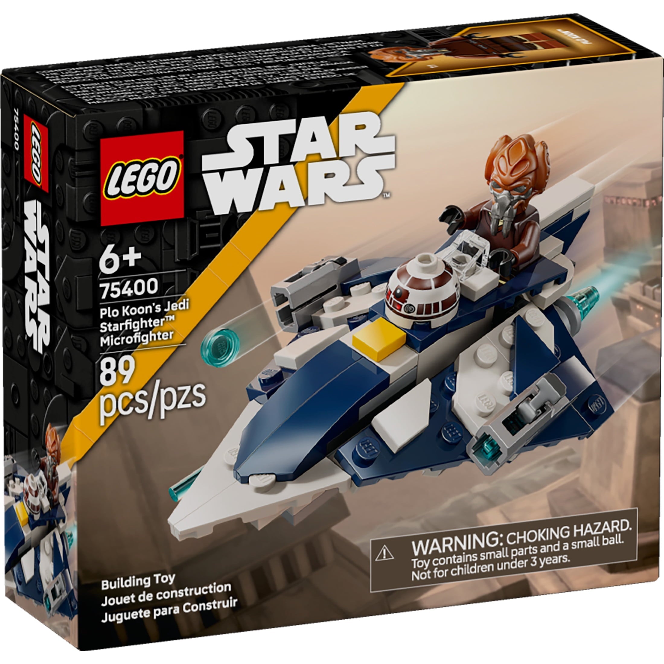 LEGO Star Wars Plo Koon’s Jedi Starfighter Microfighter Kids Toy - Building Toy for Pretend Play - Clone Wars Playset and Room Decor for Boys and Girls, Ages 6+ - Birthday Gift Idea - 75400