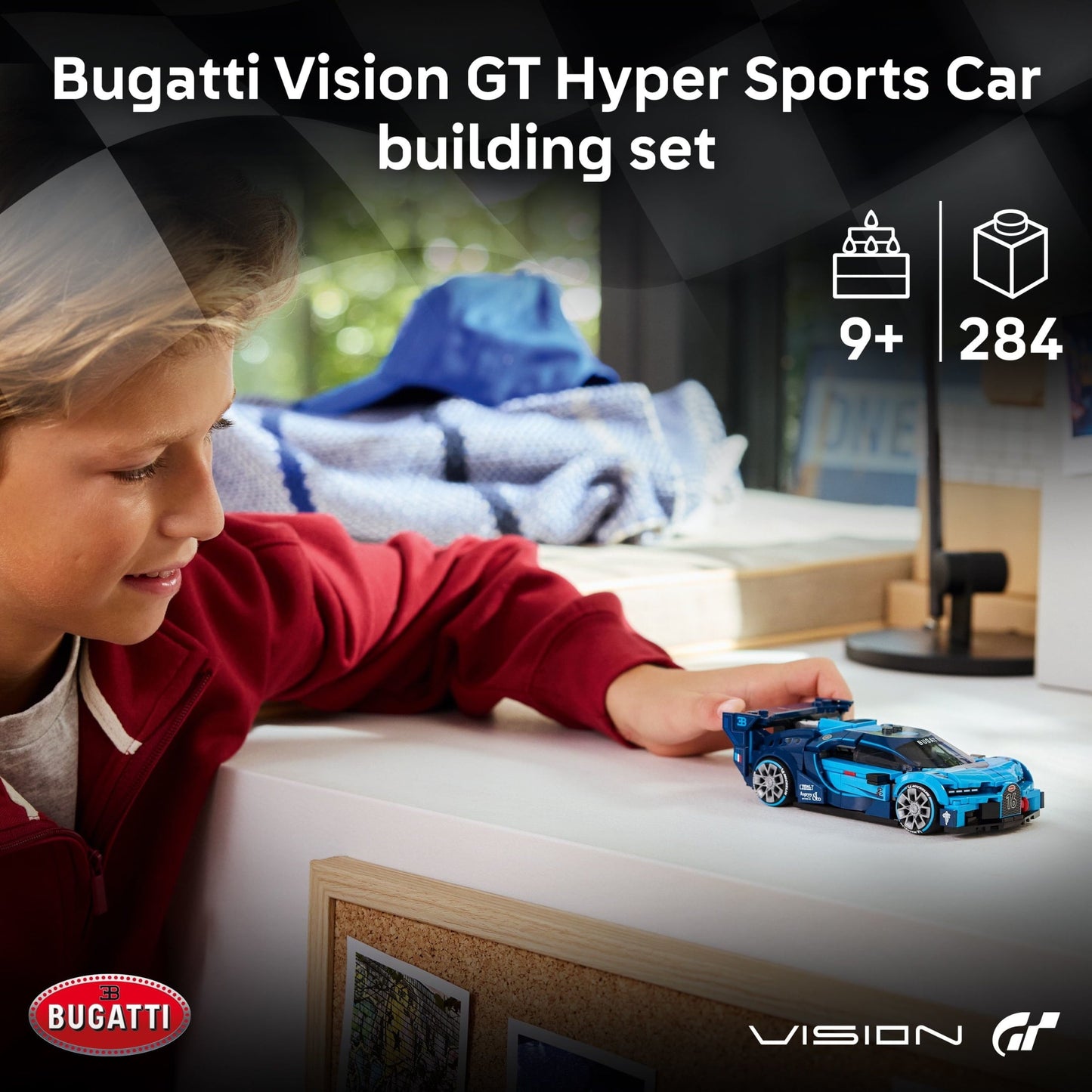 LEGO Speed Champions Bugatti Vision Gran Turismo Hyper Sports Car Building Toy for Kids & Gamers - Building Set W/Bugatti Driver Minifigure for Boys & Girls, Ages 9+ - Gift Idea for Birthdays - 77253
