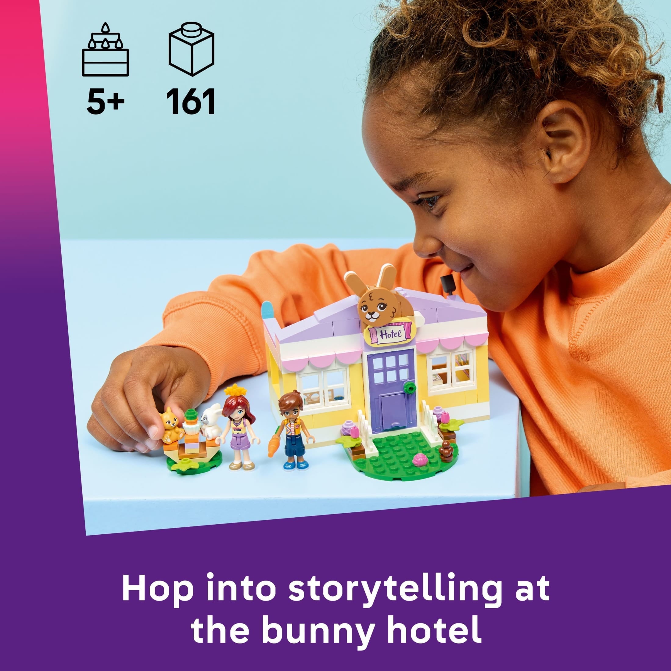 LEGO Friends Heartlake City Bunny Hotel Building Toy for Girls & Boys - Pretend Play Set for Kids, Ages 5+ - W/ Paisley & Leo Minidolls, 2 Toy Bunnies, & Accessories - Gift Idea for Birthdays - 42679