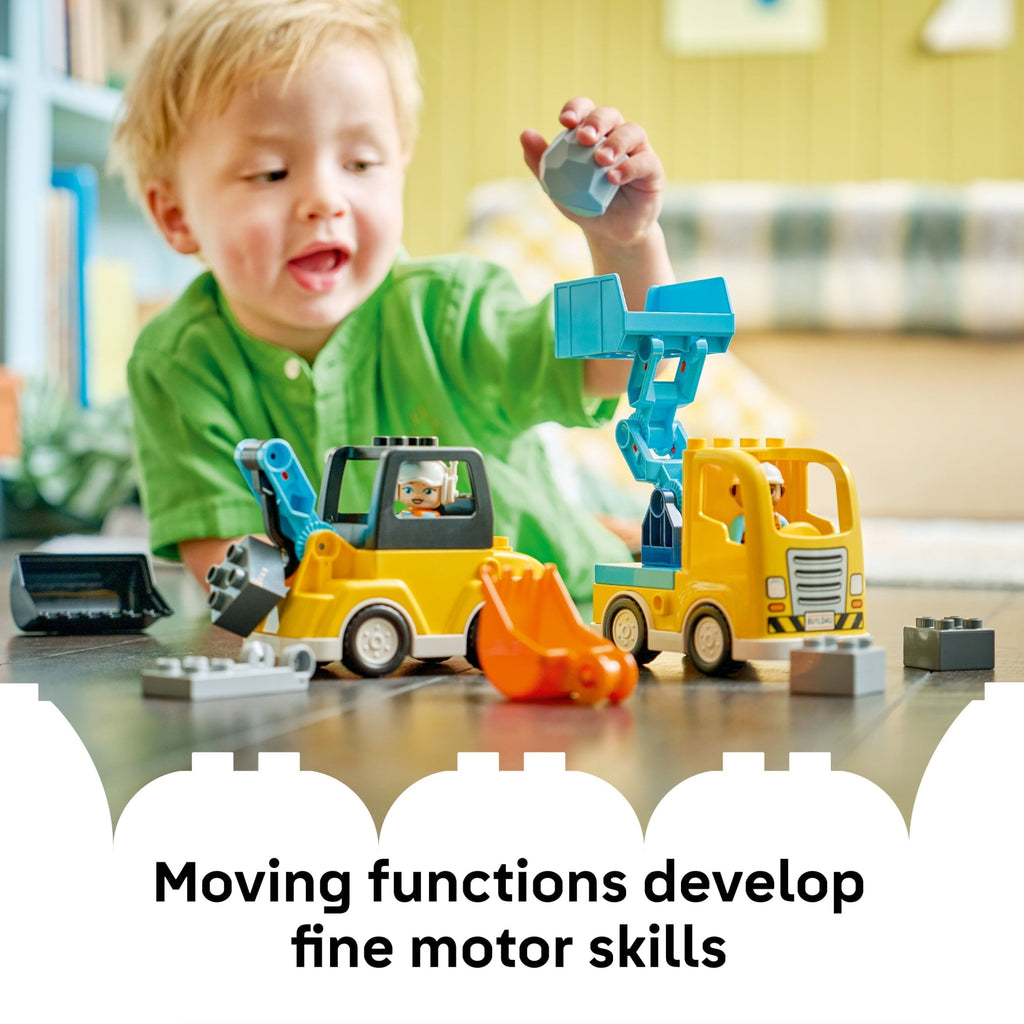 LEGO DUPLO Town 3 in 1 Construction Vehicles Toys for Toddlers - Learning & Pretend Play Set for Boys & Girls, Ages 2+ - Building Blocks for Fine Motor Skills Practice - Gift for Birthdays - 10475