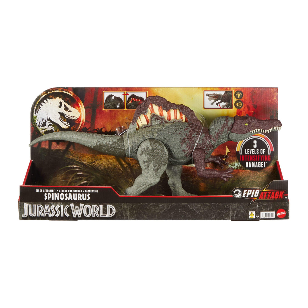Jurassic World Epic Attack Slash Attackin’ Spinosaurus Dinosaur Action Figure Toy, Multiple Features