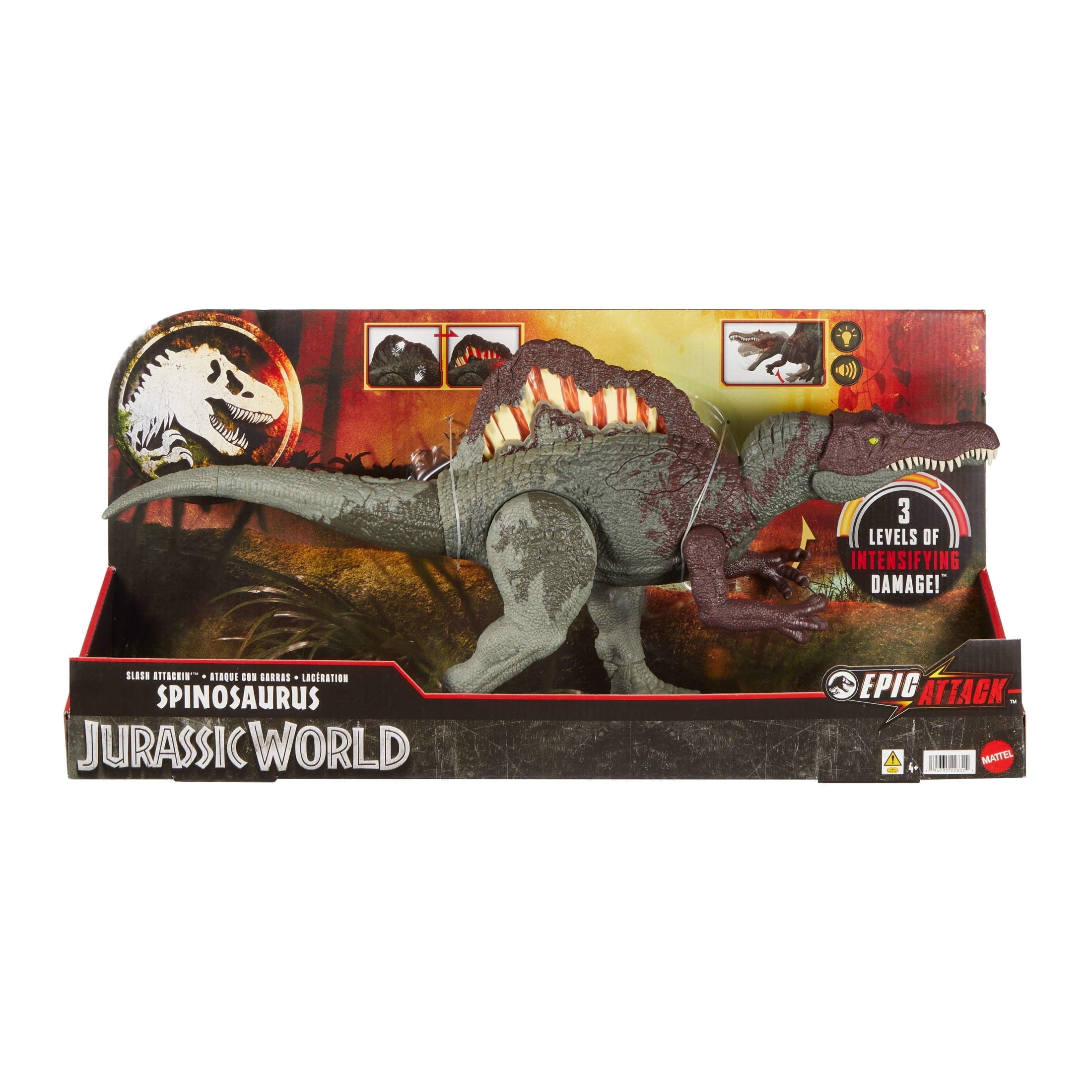 Jurassic World Epic Attack Slash Attackin’ Spinosaurus Dinosaur Action Figure Toy, Multiple Features